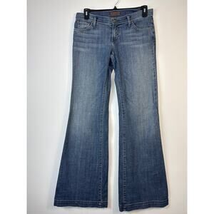 Dry Aged Denim Flared Wide Leg Jeans Y2K Vintage Mid Rise Size 30 Long Retro